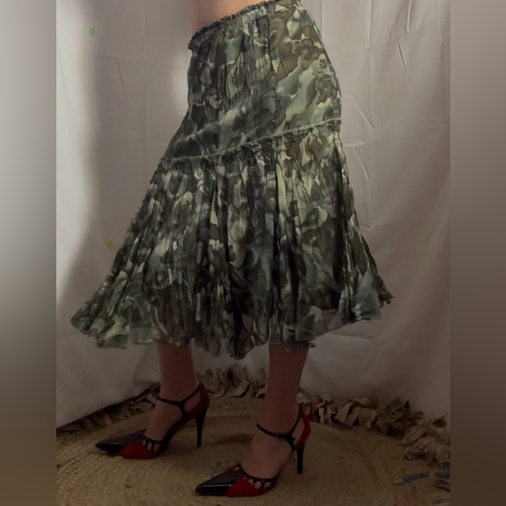 Watercolor Camouflage Tiered Frilly Fairy Grunge Skirt Size M - Picture 2 of 14